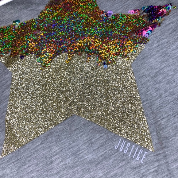 JUSTICE gray sequence shirt for girls size- 16 - Picture 2 of 3